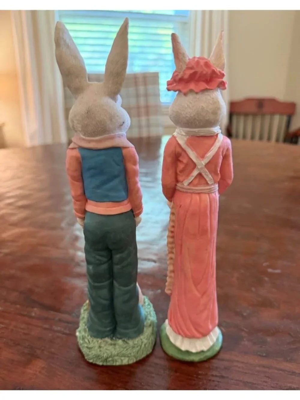 Hermitage Pottery Easter Bunny Figurines Set Boy Girl Rabbits Spring Decor‎